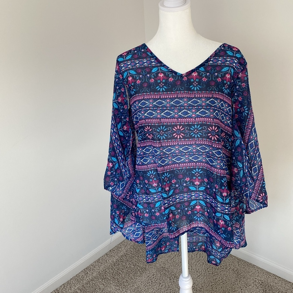 Boho Chic Sheer Poncho Blouse 💕